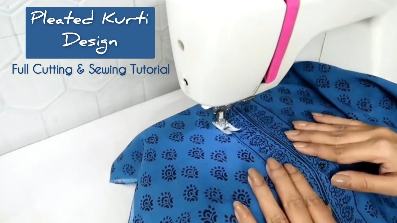 Pleated Kurti with Border Neckline || Easy Step by Step Cutting & Sewing Tutorial || #pleatedkurti