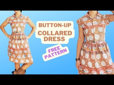 Rafaela Fitted Dress with Collar by Fabrics-Store.com. Sew-Along