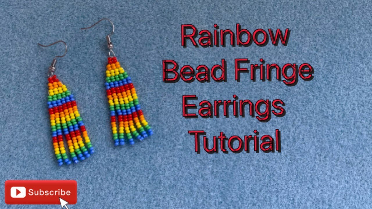 Rainbow bead fringe brick stitch earrings tutorial