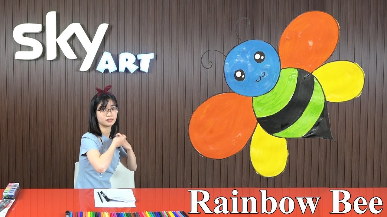 Rainbow Bee ???? How to Draw a Bee Easy Step by Step ???? Sky Art Academy