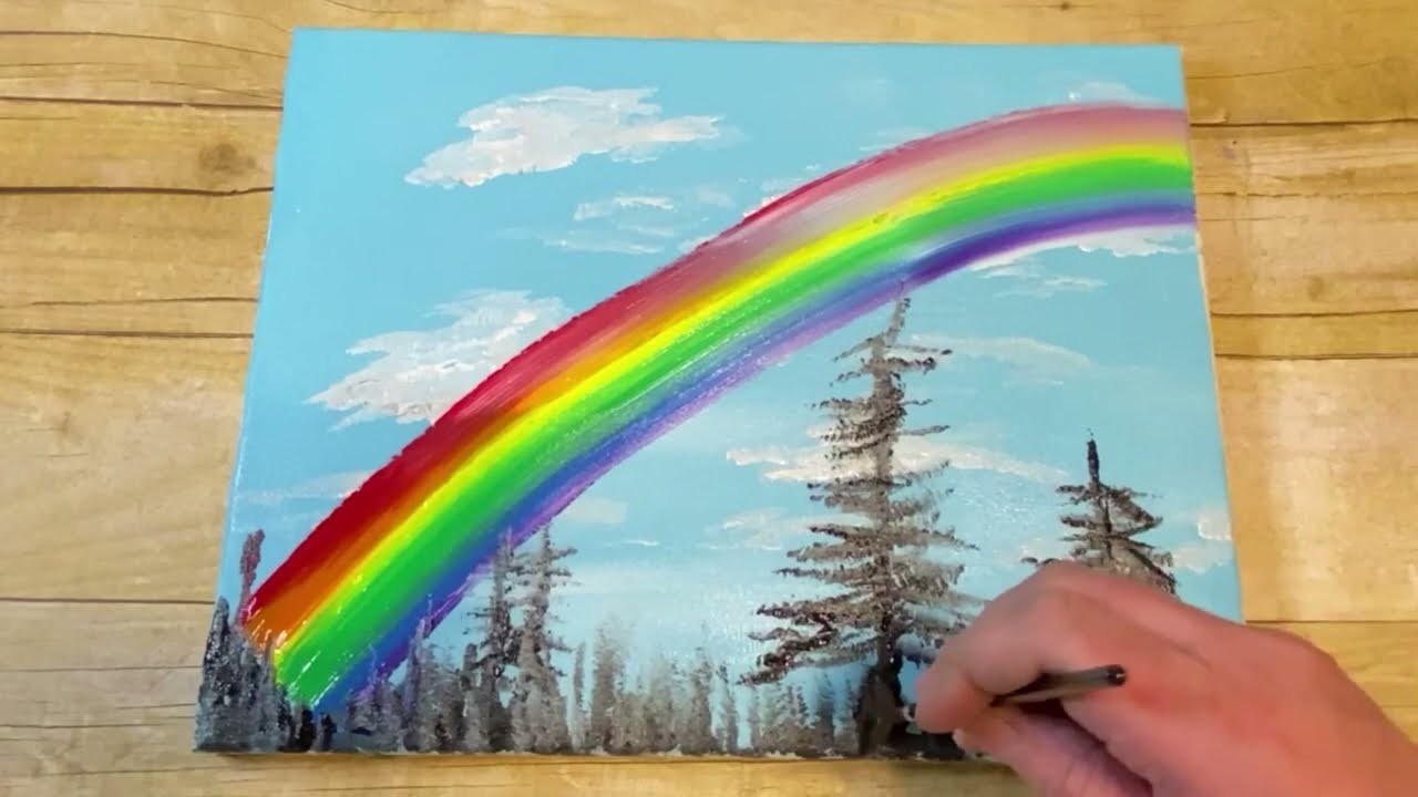 Rainbow in the Sky | Beginner Acrylic Painting