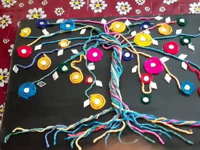 Rainbow tree wall hanging |Best out of waste |unique and amazingly odd wool craft  idea |Home decor