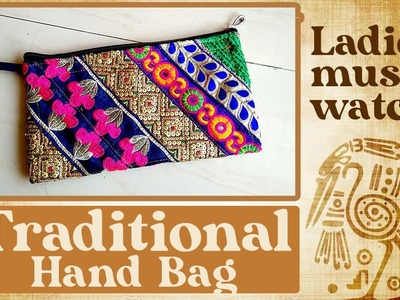 Traditional Hand Purse.Clutch | Sewing Tutorial with measuring guide and instructions |MeenaUkani
