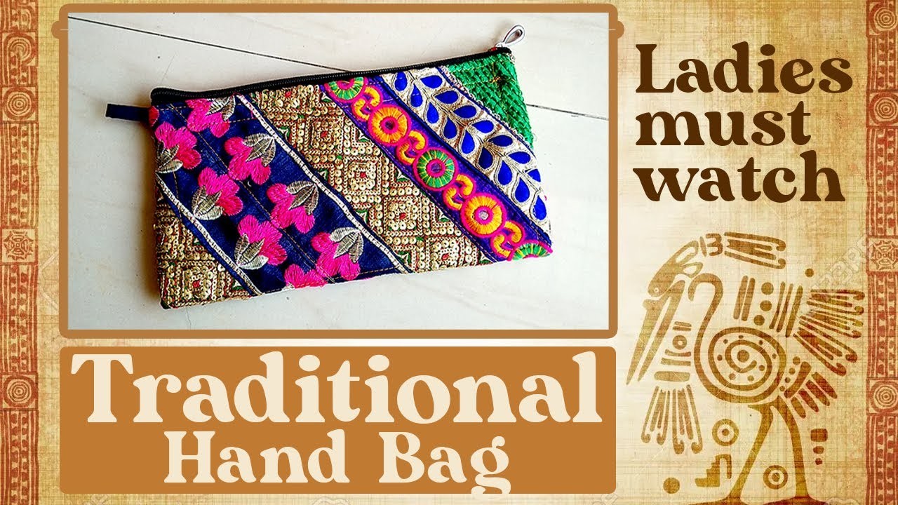 Traditional Hand Purse.Clutch | Sewing Tutorial with measuring guide and instructions |MeenaUkani