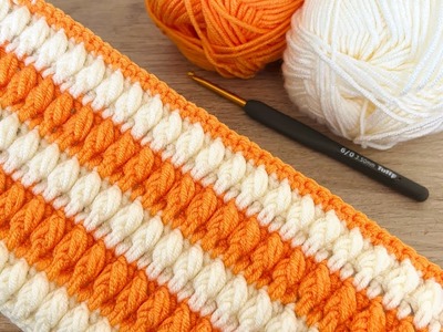 Two-color easy knitting pattern. crochet knitting pattern. fluffy knitting. baby blanket pattern