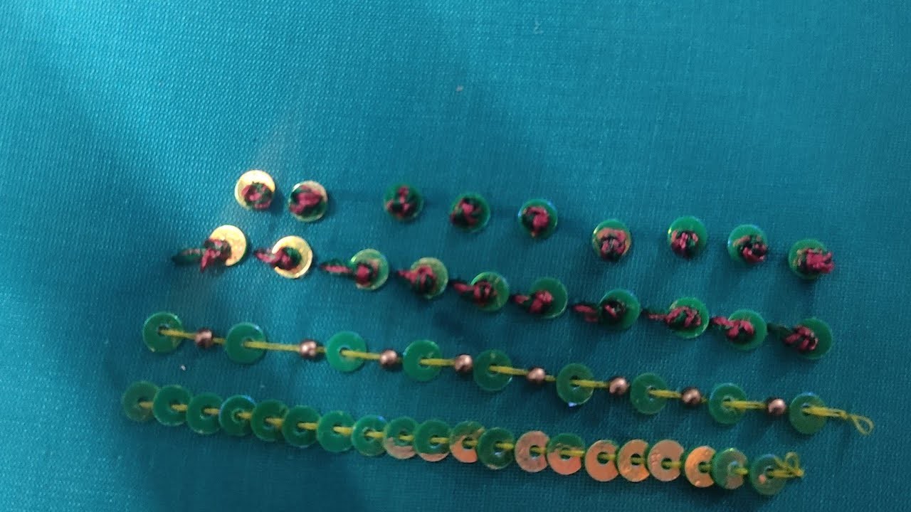 Aari embroidery tutorial #5.sequins with french knot.and bead stitching.@sunaariwork