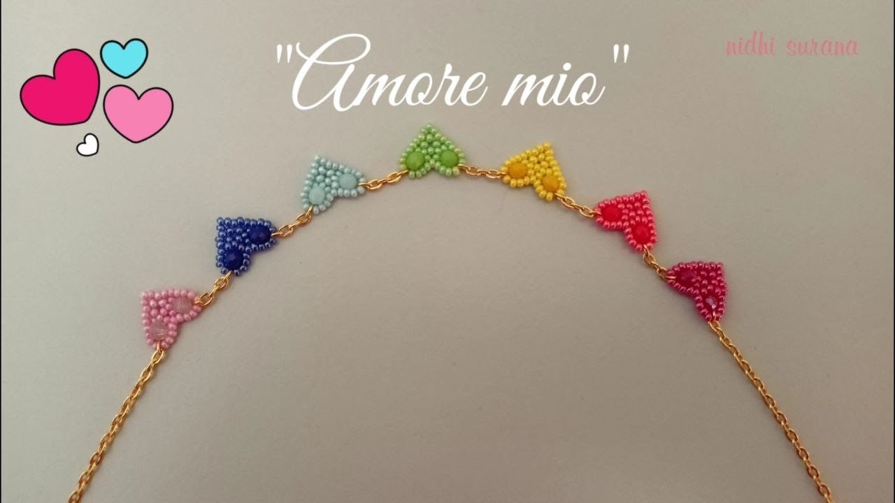 Amore Mio, Love Necklace.Seed bead & Crystal Jewelry\Collar\Tutorial diy