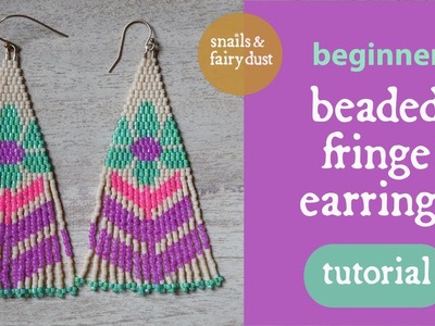 Beaded Earrings Tutorial for Beginners with Double Brick Stitch and Fringe