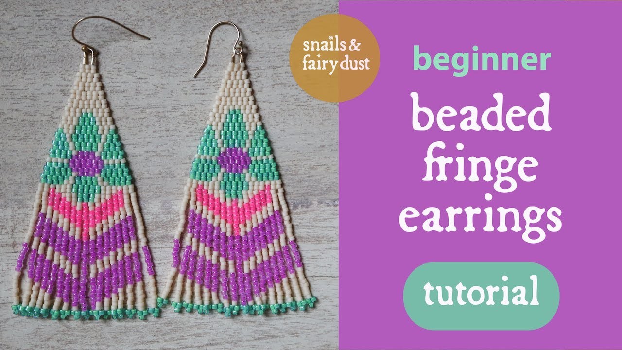 Beaded Earrings Tutorial for Beginners with Double Brick Stitch and Fringe