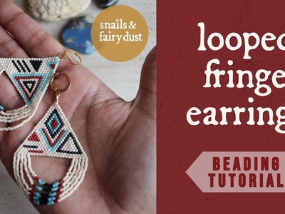 Beaded Looped Fringe Earrings Tutorial DIY with brick stitch.