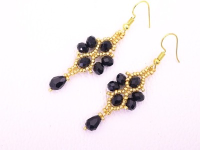 Black Beauty.How To Make Earrings.Beads Jewelry Making.Herringbone Stitch.Easy and Quick Craft
