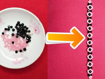 Black Crystal and Pink Beads Bracelet