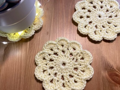 Crochet flower motif for beginners. Сute cup holder  @knittingislove ​