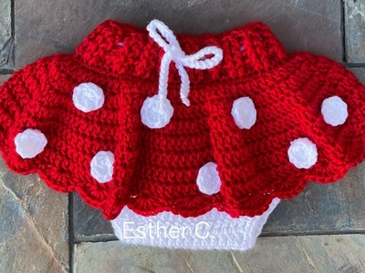 Cubre pañal tejido a crochet DIY Falda de Minnie Mouse 0-3 meses