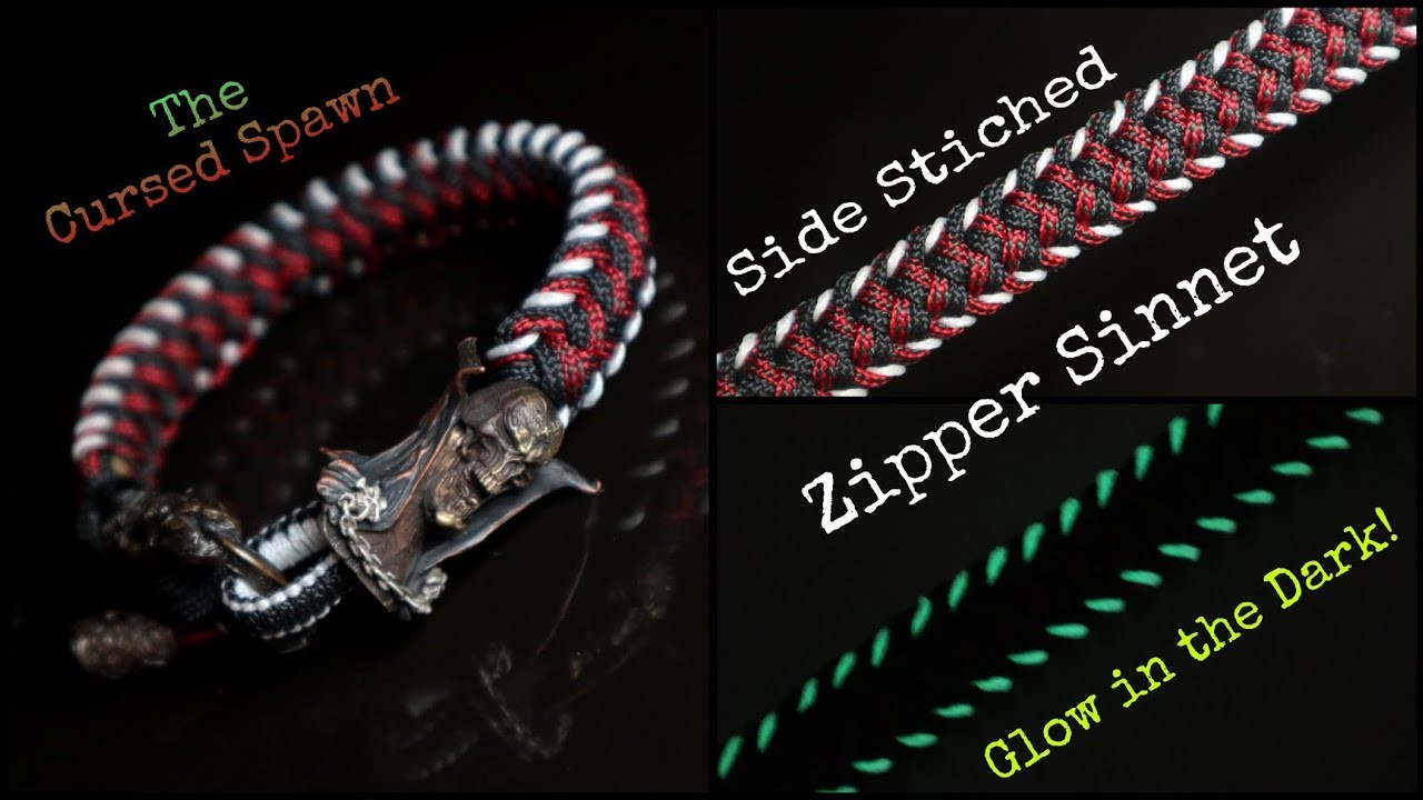 [CURSED SPAWN] HOW TO MAKE A ZIPPER SINNET PARACORD BRACELET , USING 4 CORDS.