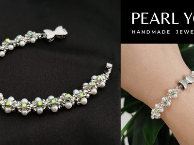 DIY a Pearl Bracelet with Green Crystals at home! Handmade Pearl Accessories by PEARL YOU.