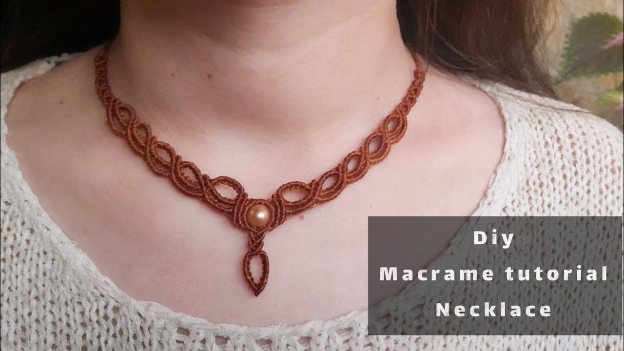 Diy macrame necklace|How to make a thread necklace with beads|tutorial|micro maćrame