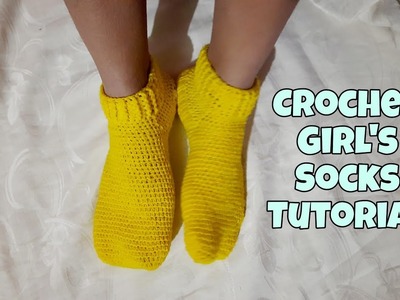 Easy Crochet Girl's Socks step by step for beginners| Crochet women Socks Tutorial #woolen #corchet