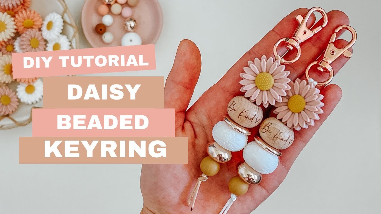 Easy Daisy Beaded Keyring Tutorial | DIY Flower Keychain | Silicone Beads
