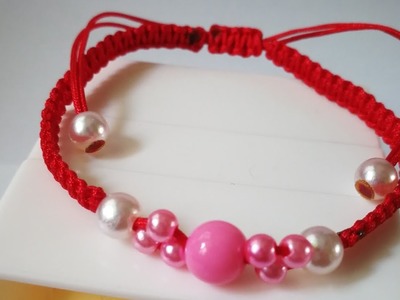 Easy way to make a bracelet.nylon thread and beads.