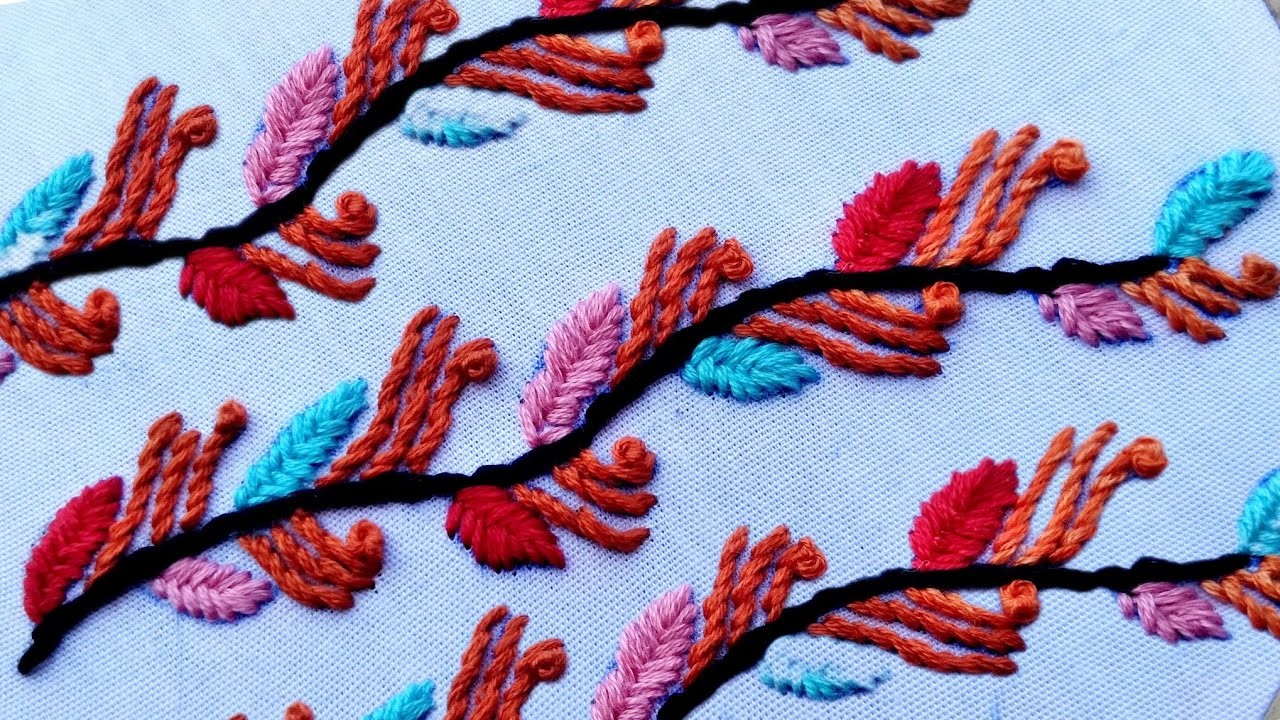 Hand Embroidery border DesignTutorial | Easy border Embroidery