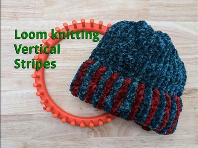 How to do vertical stripes on a knitting loom