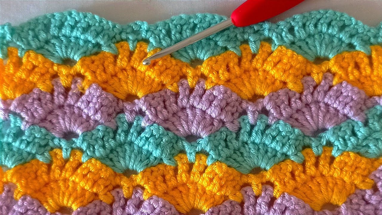 How to make a super easy  beginner crochet baby blanket pattern- Shell Stitch Crochet Pattern 2023