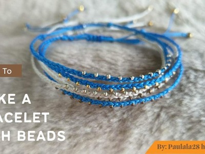 How to make easy lovely bracelet from thread and beads