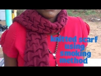 Knitted scarf using the smocking method
