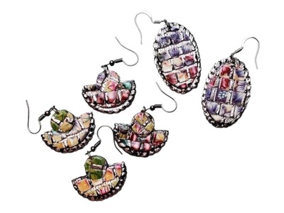 Learn to create mosaic tile earrings using polymer clay and silver leaf, Unique - tutorial