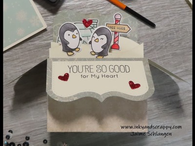 Penguin Party Pop-Up Box Card- Brewing Up Creativity with Jaime- Real Time Class Instruction