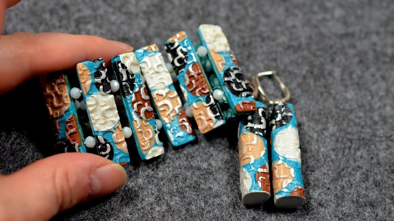 Polymer clay tutorial - jewelry set. DIY bracelet and earrings