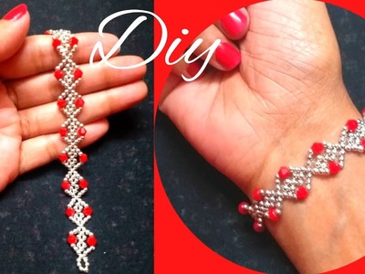 Red Bicone Bracelet ❤ Beaded Bracelet.How to make Bracelet.DIY jewelry #beginners #beadingtutorial