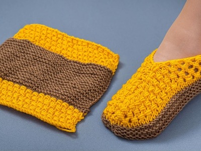 Simple knitted slippers in an hour - a tutorial for beginners!