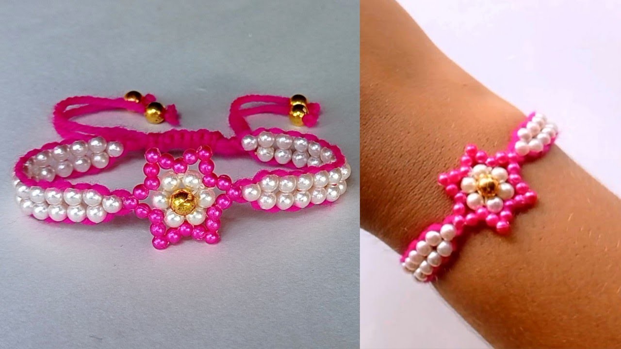 Star Shape Bracelet || Beautiful bracelet making with beads || Beaded bracelet making with wool