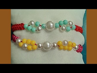 Thread bracelet tutorial with pearls and beads easy