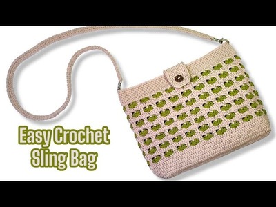 Very Easy ???? Perfect Crochet Sling Bag for Beginners - Tas Rajut Super Mudah untuk Pemula (SUBTITLE)