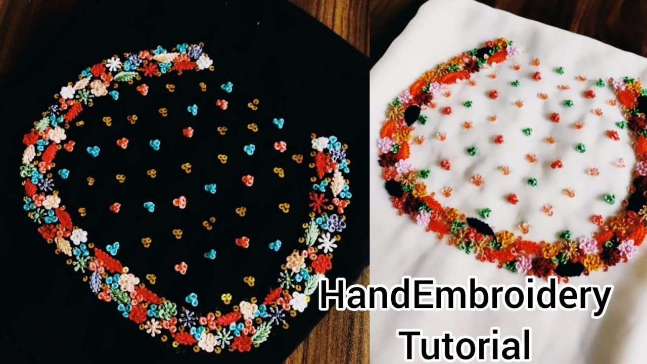 Veryeasy hand embroidery neck design tutorial|embroidery tutorial for beginners|Ashbicreations