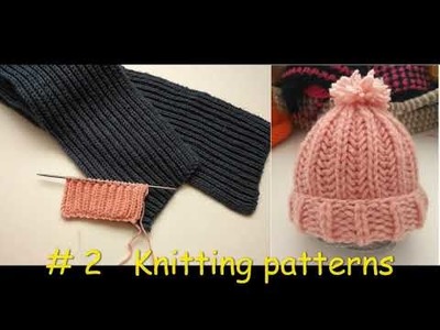 #2 Tuto. Knitting patterns, hat, scarf, cardigan, pullover.Motifs de tricot, Bonnet, pull, foulart