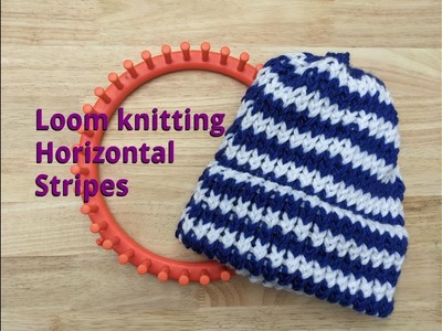 Adding horizontal stripes to your basic loom knit hat.