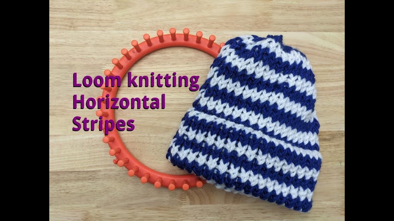 Adding horizontal stripes to your basic loom knit hat.