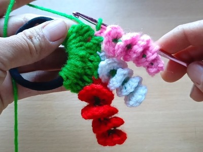 Beautiful|look how I made with the simple rubber band|crochet colourful scrunchie????
