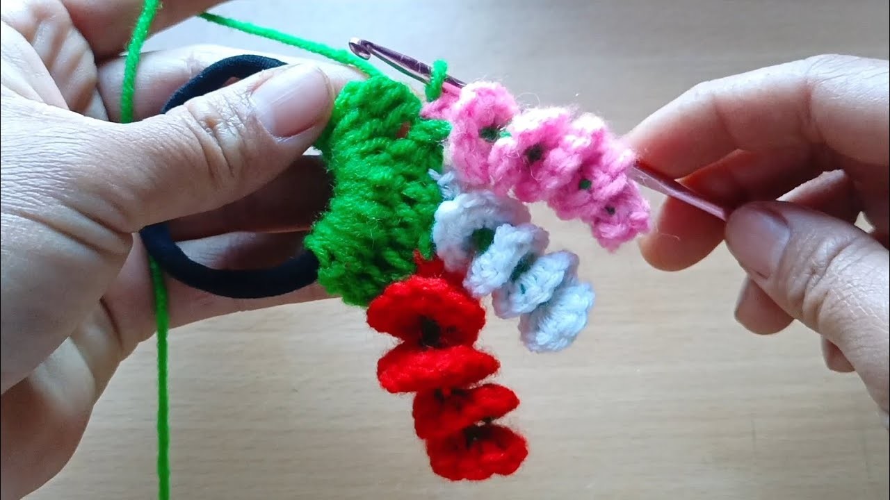 Beautiful|look how I made with the simple rubber band|crochet colourful scrunchie????