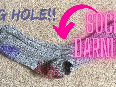 BIG HOLE!! SOCK DARNING Visible Mending - The Knitting Man waffles on - January 2023