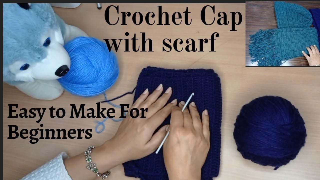 Cap With Atteched Scarf [Simple Crochet Pattern For Beginner's]