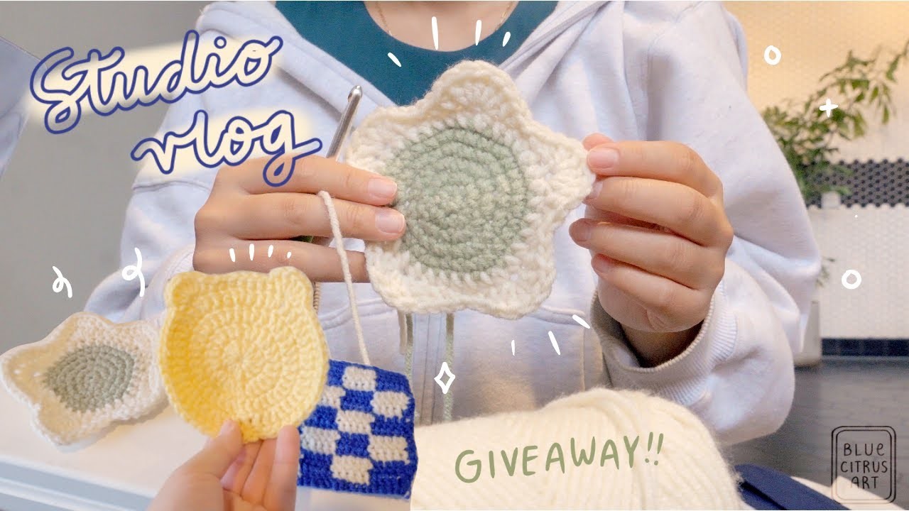 Cozy Studio Vlog ✨ Crochet Coaster Giveaway!! Cafe hopping, Michaels Shopping, Productive Vlog ☁️