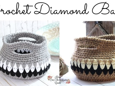 Crochet A Diamond Basket In An Evening -  DIY Home Decor - Farmhouse Rustic Decorations