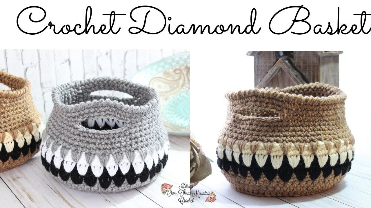 Crochet A Diamond Basket In An Evening -  DIY Home Decor - Farmhouse Rustic Decorations