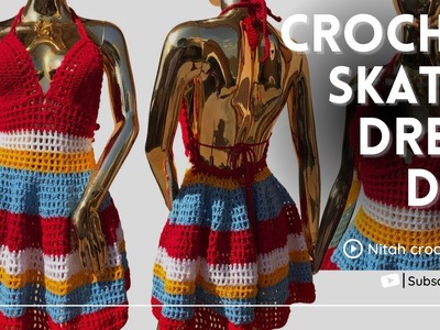 Crochet dress (skater round dress diy) Crochet mesh stitch