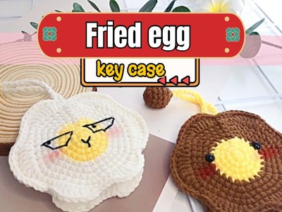 Crochet Fried egg key case